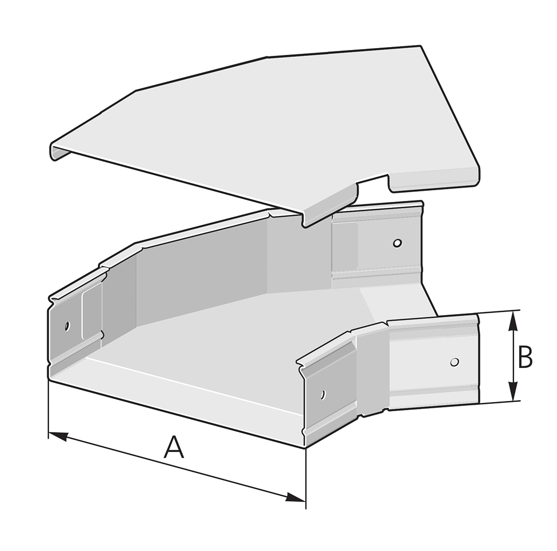 PIK Kanaal Pflitsch - 45° elleboog, toegang vanaf boven - afgerond ontwerp 120x60mm Inox 304 - PIK BDF S 120/60 VA