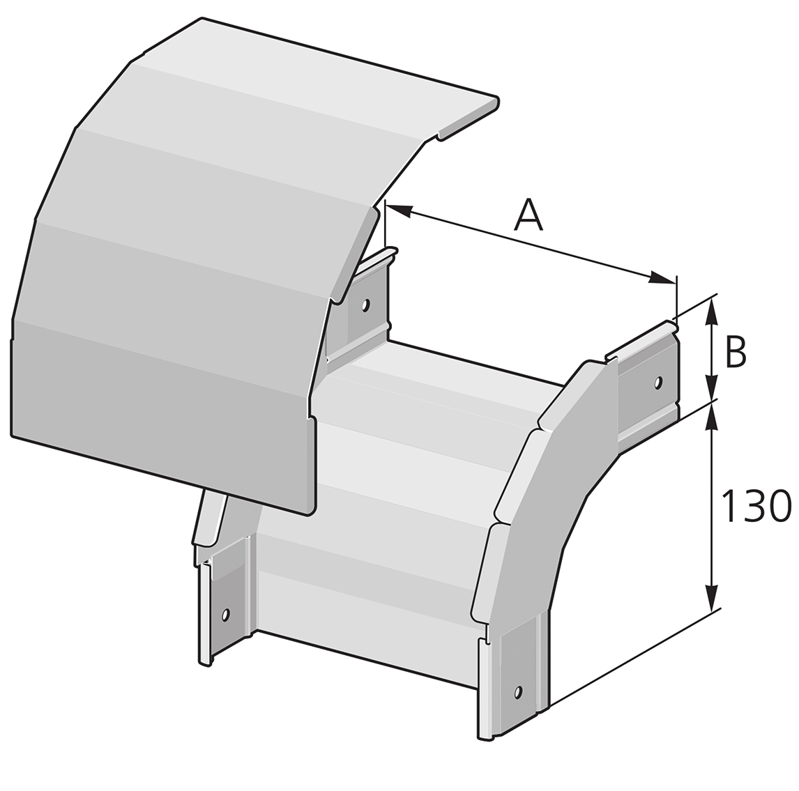 Goulotte PIK Pflitsch - Profil d'Angle 90° Couvercle Extérieur - Version arrondie 150x60mm acier galvanisé - PIK WDA S 150/ 60 S