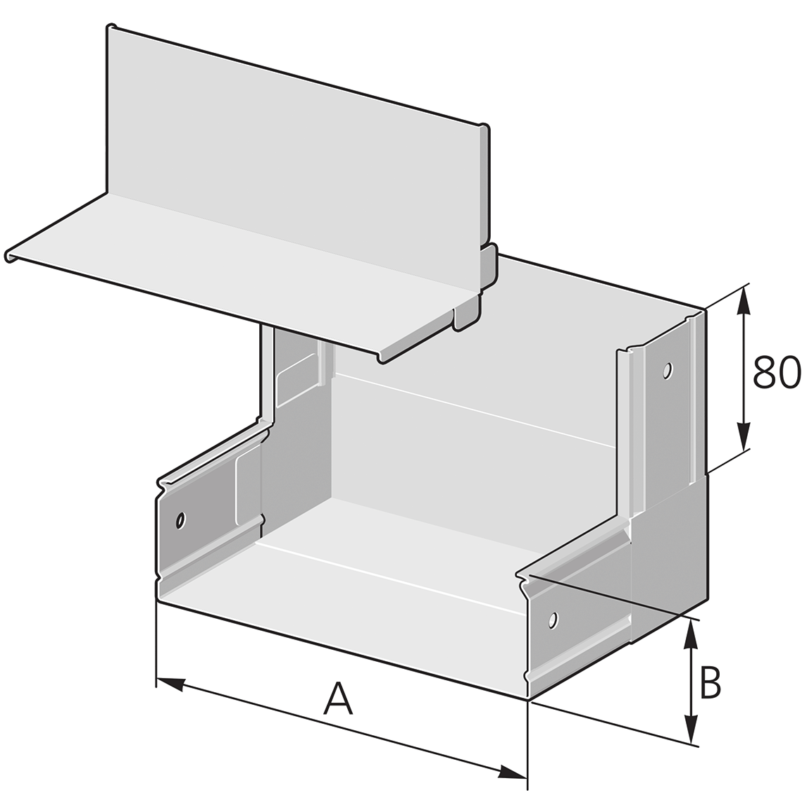 PIK Kanaal Pflitsch - 90 ° elleboog interne toegang hoekig ontwerp 200x60mm Inox 304 - PIK EDI S 200/ 60 VA