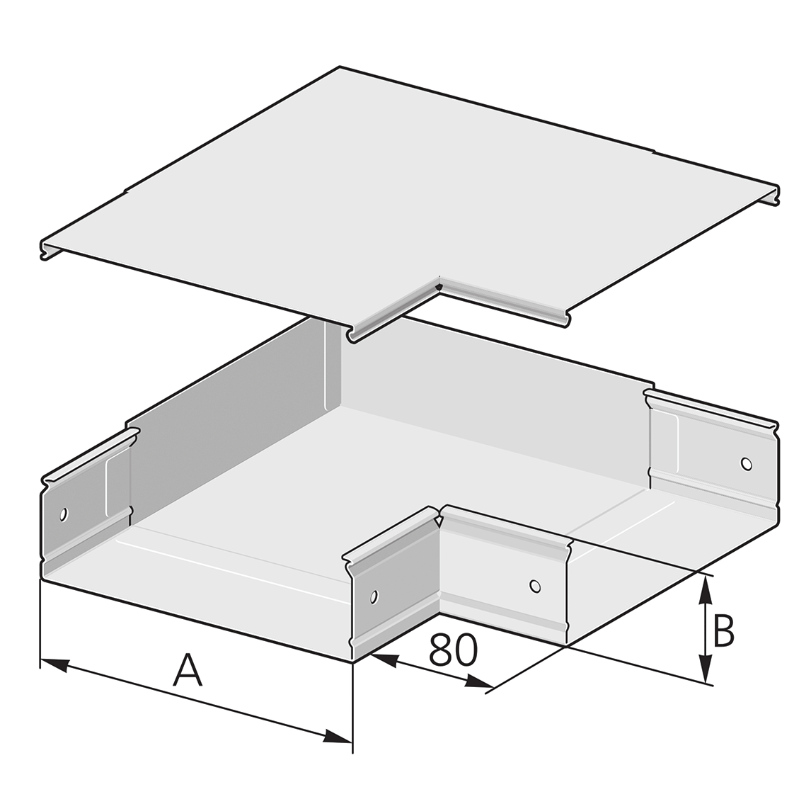 PIK Kanaal Pflitsch - 90° elleboog, toegang vanaf boven - hoekig ontwerp 100x60mm Inox 304 - PIK EDF S 100/60 VA