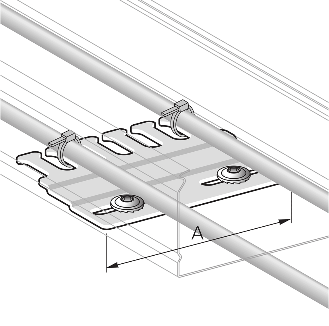 Goulotte PIK Pflitsch - Décharge de traction plate pour goulottes PIK 65mm acier galvanisé - PIK ZE F 80 S