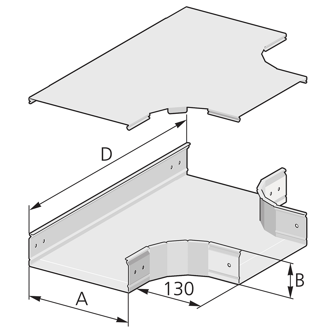 PIK Kanaal PFLITSCH - Hoekplaat T toegang van bovenaf afgerond ontwerp 150x60mm Inox 304 - PIK TDF S 150/60 VA