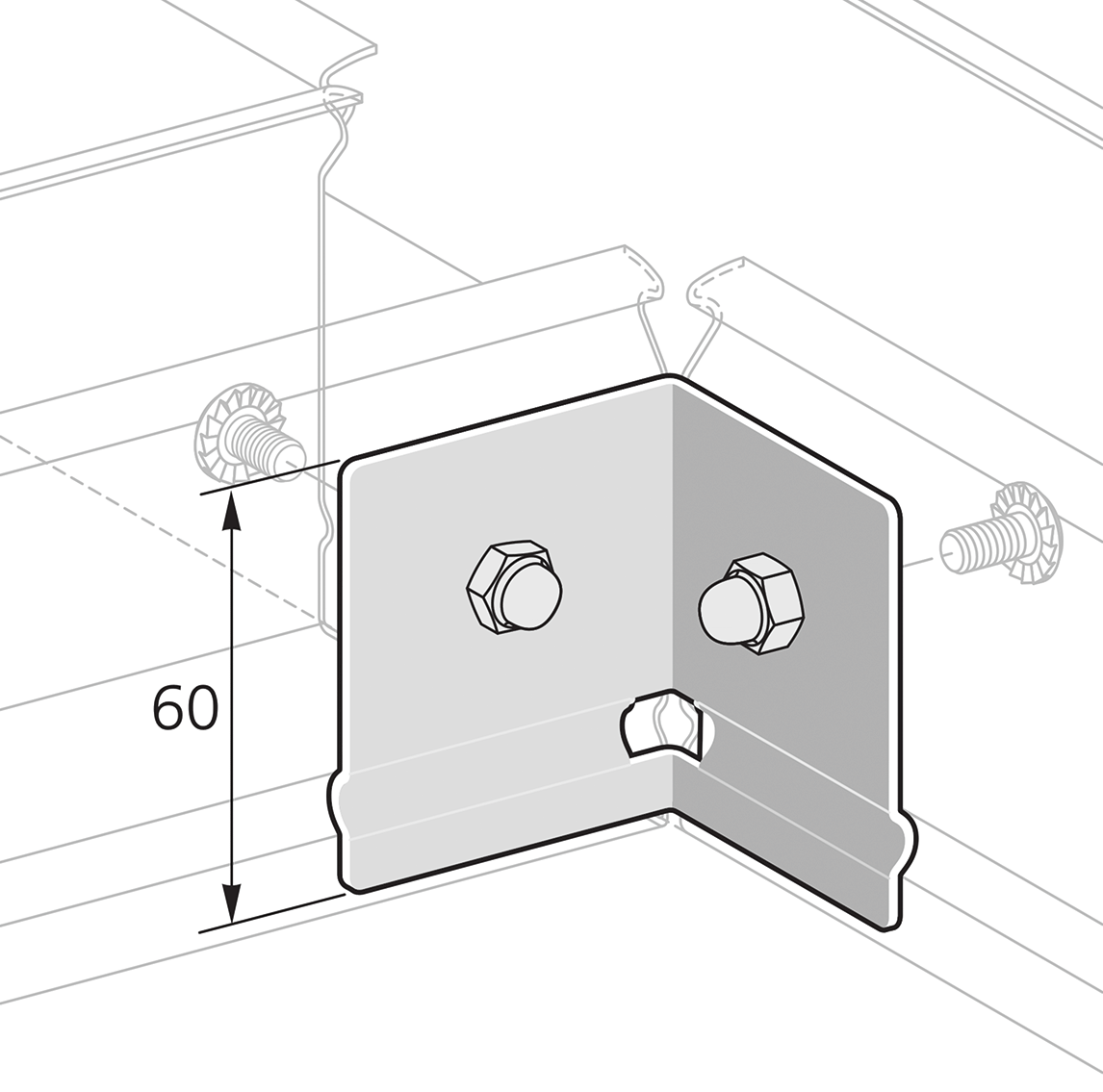 Goulotte PIK Pflitsch - Plaque de connexion 90° extérieure - AISI 304 - PIK VL 90a VA