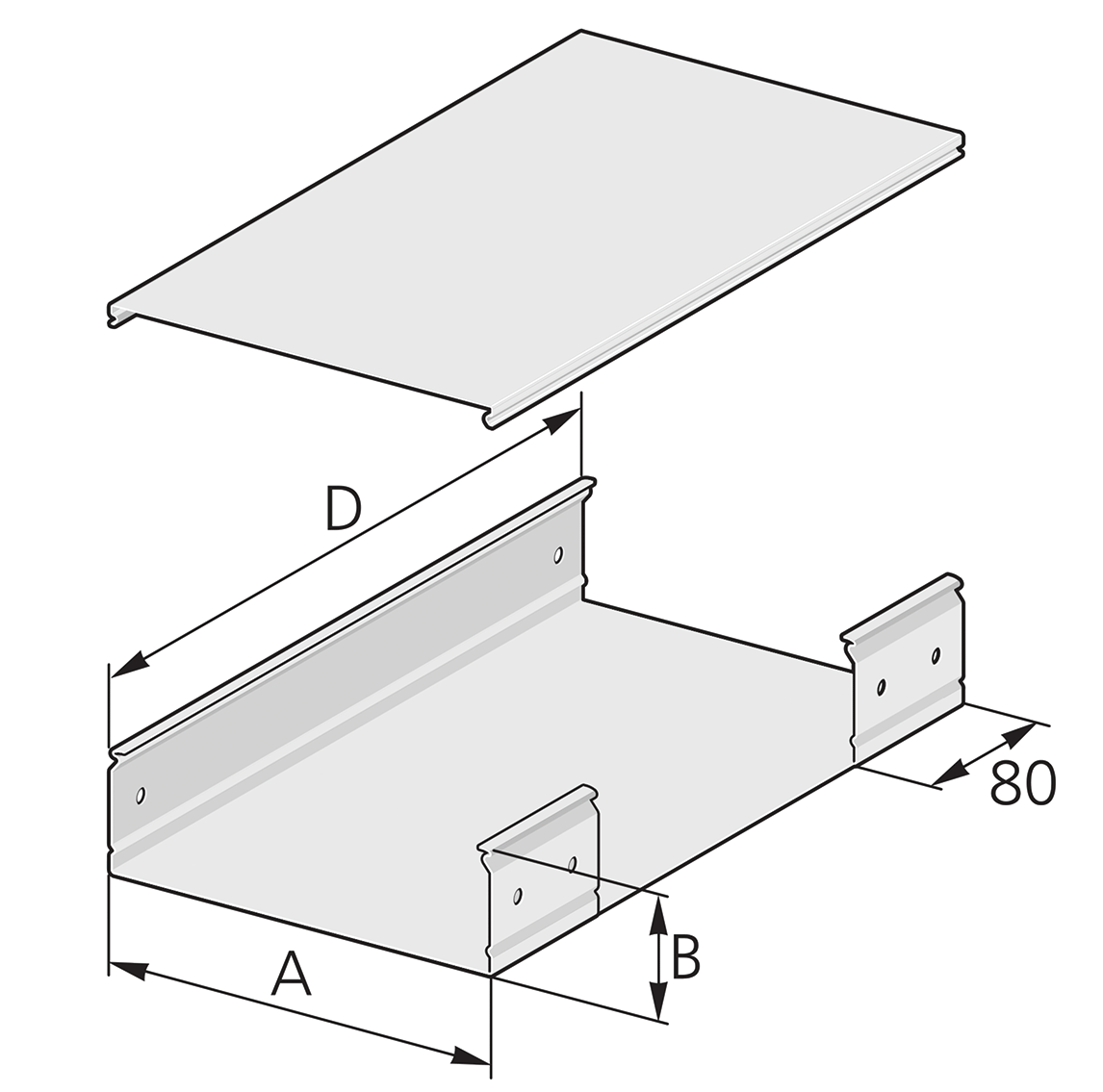 Goulotte PIK Pflitsch - Pièce de raccordement latérale en T 200x60mm acier galvanisé - PIK TVS 200/ 60 S