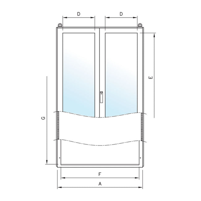 CX-A Vloerstaande kast met dubbele venster deur ILINOX - 1211(B)x1800(H)x400(D)mm - CXV1284A