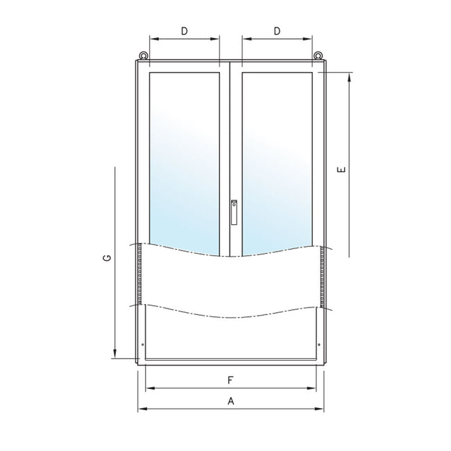 MX Vloerstaande kast met dubbele venster deur ILINOX - 1209(B)x2027(H)x518(D)mm - MXV1205