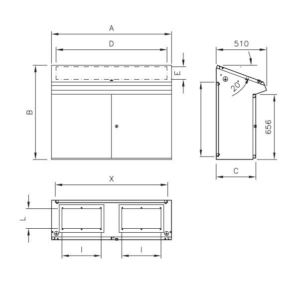 QP Lessenaar ILINOX - 1611(B)x950(H)x400(D)mm - QP1600