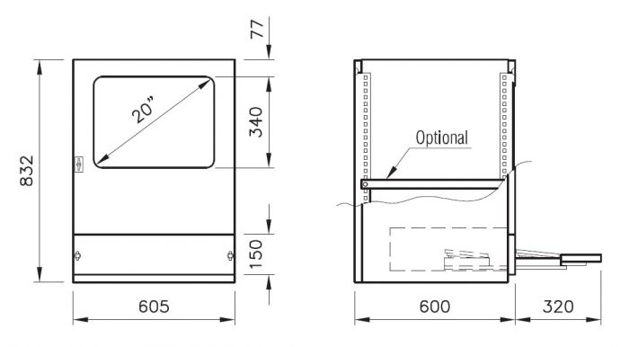 APC Computerkast ILINOX - 605(B)x832(H)x600(D)mm - APC608TE