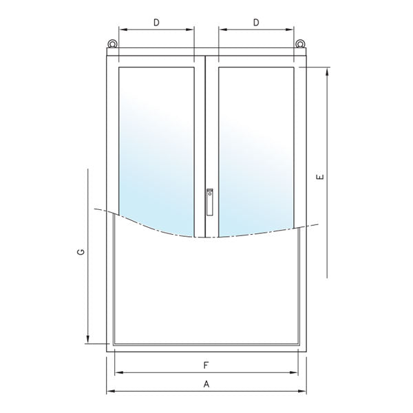 CC compacte vloerstaande kast met dubbele venster deur ILINOX - 1208(B)x1640(H)x400(D)mm - CCV1216