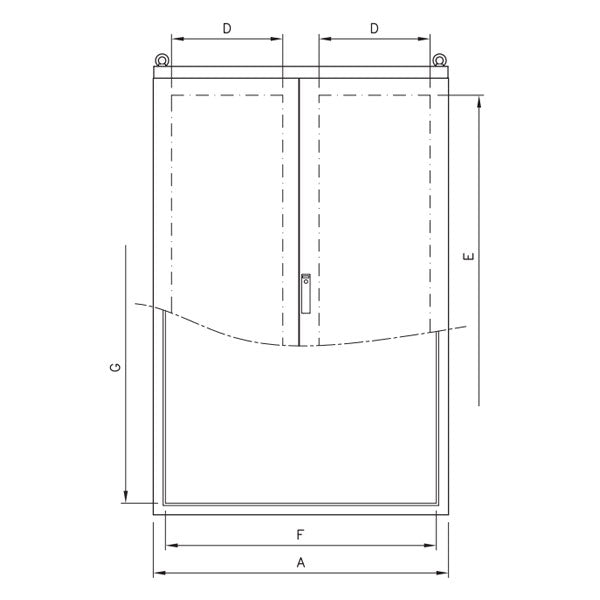 CC compacte vloerstaande kast met dubbele volle deur ILINOX - 1208(B)x1640(H)x400(D)mm - CC1216