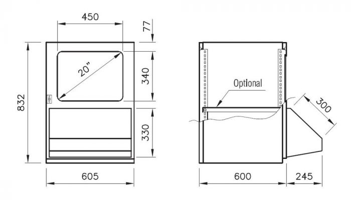 APC Computerkast ILINOX - 605(B)x832(H)x600(D)mm - APC608C