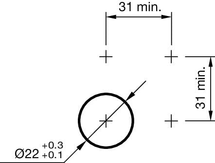 Verlichte Drukknop EAO SOS symbool Rood - ∅ 22 mm Inox 304 240V - 82-6151.1A14.B015