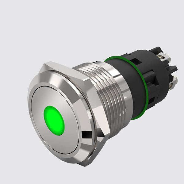 Verlichte Drukknop EAO Punt Rood/Groen - ∅ 19 mm Inox 304 240V - 82-5152.12A4