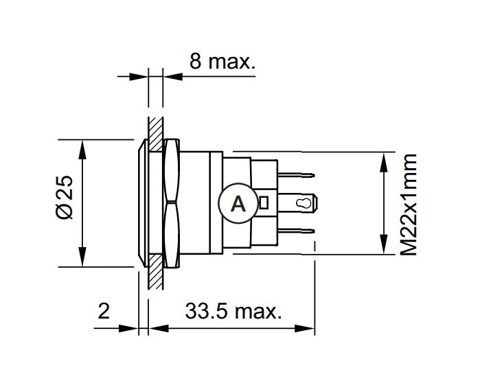 Verlichte Drukknop EAO Standby symbool Rood - ∅ 22 mm Inox 304 240V - 82-6151.1A14.B002