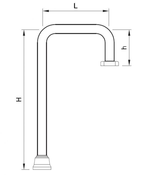 TJ arm gebogen "J" 000(L)x000(H)x000(h)mm Inox 304 Ø 60,3mm ILINOX - TJ.arm