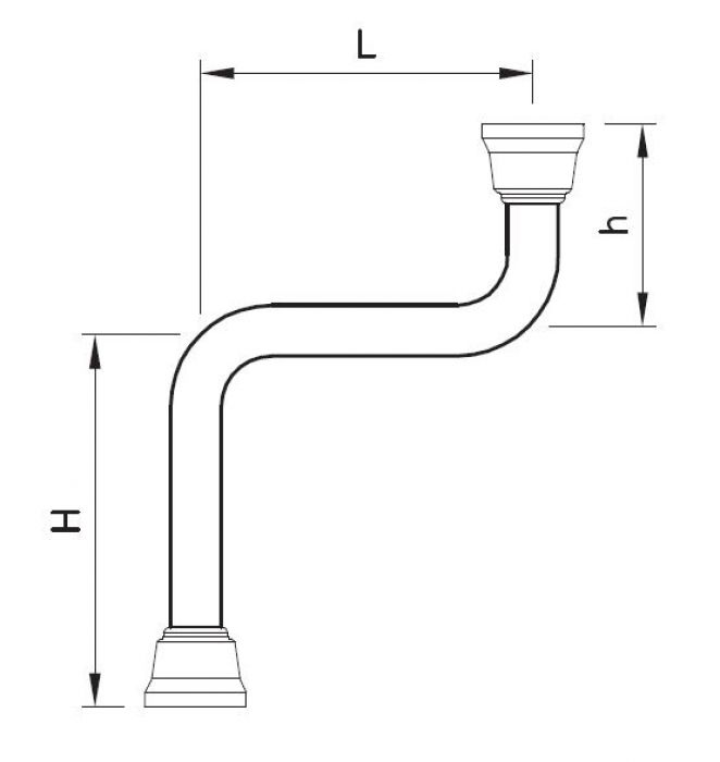TS arm gebogen "S" 000(L)x000(H)x000(h)mm Inox 304 Ø 60,3mm ILINOX - TS.arm