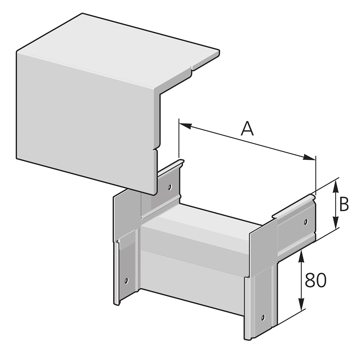 Goulotte PIK Pflitsch - Profil d'Angle 90° Couvercle Extérieur - Version angulaire 120x60mm AISI 304 - PIK EDA S 120/ 60 VA